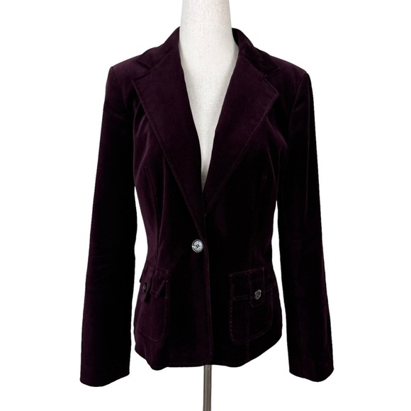 Peck & Peck Plum One Button Velvet Blazer - Picture 1 of 10